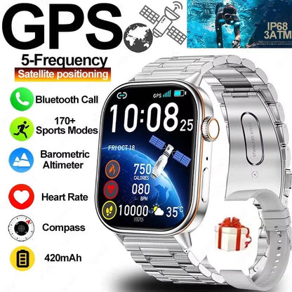 2025 New Built-in GPS Smart Watch 2.01 inch Full Touch Screen IP68 Waterproof Sports Watch 420mAh Bluetooth Talk Men Smartwatch.