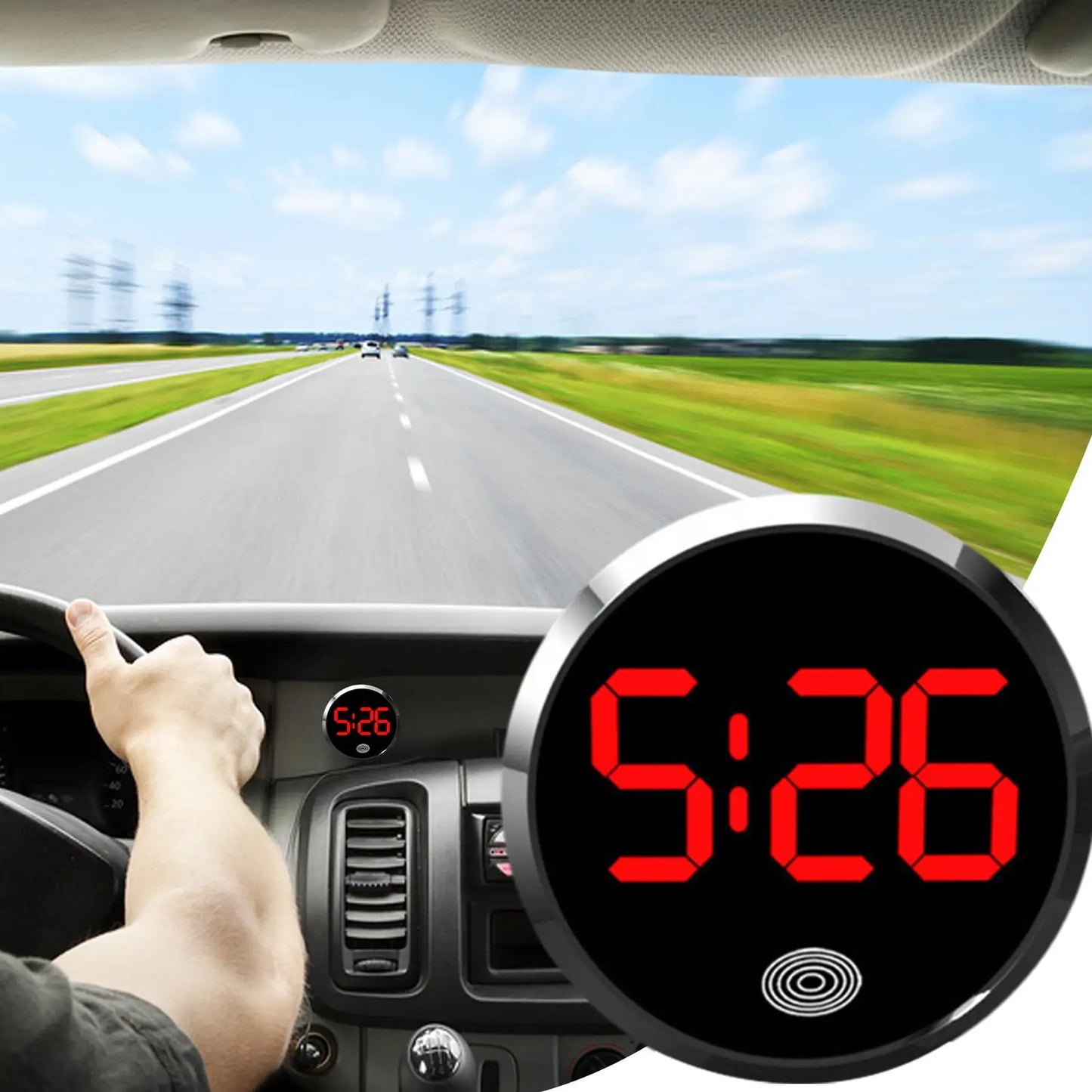 Car Clock Round Automotive Digital Clock Led Luminous Display Automotive Watch For Road Trip Long Travel Mini Digital Clock