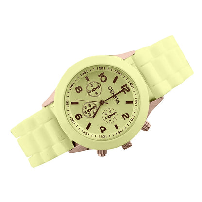 Men'S And Women'S Waterproof Watches Quartz Wristwatch  Circular Arabic Numeral Dial Silicone Strap Wristwatch Decorations Gift