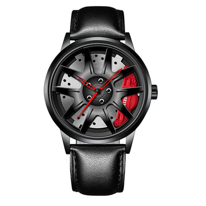 2025 Men Top Big Leather Watches Men Car Wheel Hub Stainless Steel Quartz Watch For Male Military Sports Watch Relogio Masculino