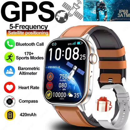 2025 New Built-in GPS Smart Watch 2.01 inch Full Touch Screen IP68 Waterproof Sports Watch 420mAh Bluetooth Talk Men Smartwatch.