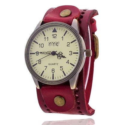 Men's Clock Cowhide Leather Bracelet Watch Retro Classic Antique Woman Quartz Wristwatch Watches Relogio Masculino Dropshipping