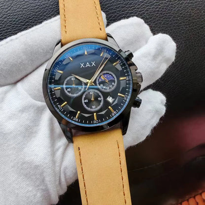 Chronograph Watches Leather Band Multiple Function