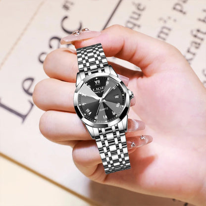 LIGE New Woman Watch Original Movement Calendar Quartz Watches Women Top Brand Fashion Luminous Stainless Steel Women's Watch