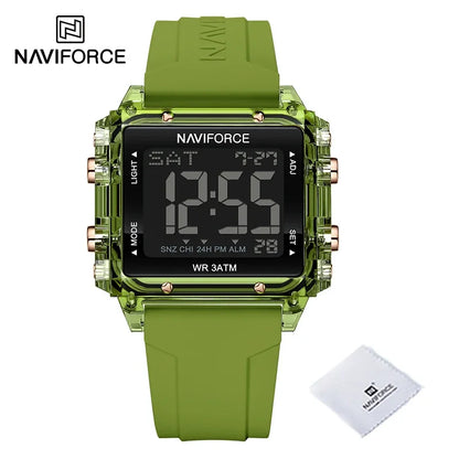 NAVIFORCE Watches for Woman Casual Waterproof Day and Date Dispay Silicone Strap Ladies Wristwatch LCD Digital Electronic Clocks