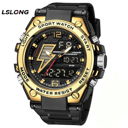 Men's Watches Sports Outdoor Waterproof Wrist Watch Tactical Date Multi Function Large Face LED Alarm Stopwatch for Men