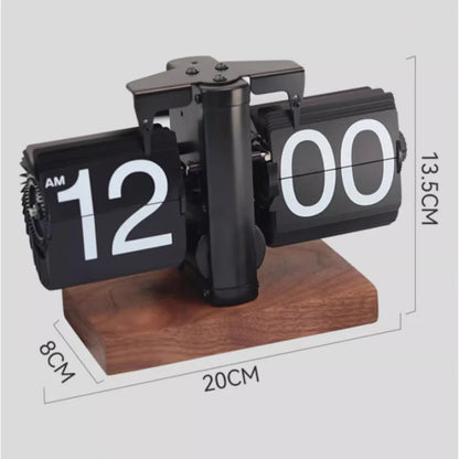 Automatic Page Turning Table Clock Creative Digital Desk Clocks Art Watches Aesthetic Living Room Decoration Solid Wood Base
