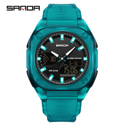 SANDA 6268 Sports Electronic Watch Men Multifunction Outdoor Students Wristwatch Alarm Clock Waterproof Luminous Digital Watches