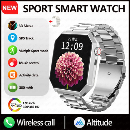 2025 New Smart Watch 1.95"HD Screen Health  Al Voice NFC Sports Mode  Altimeter  BT Call 3D Vision Deep Waterproof Smart Watch