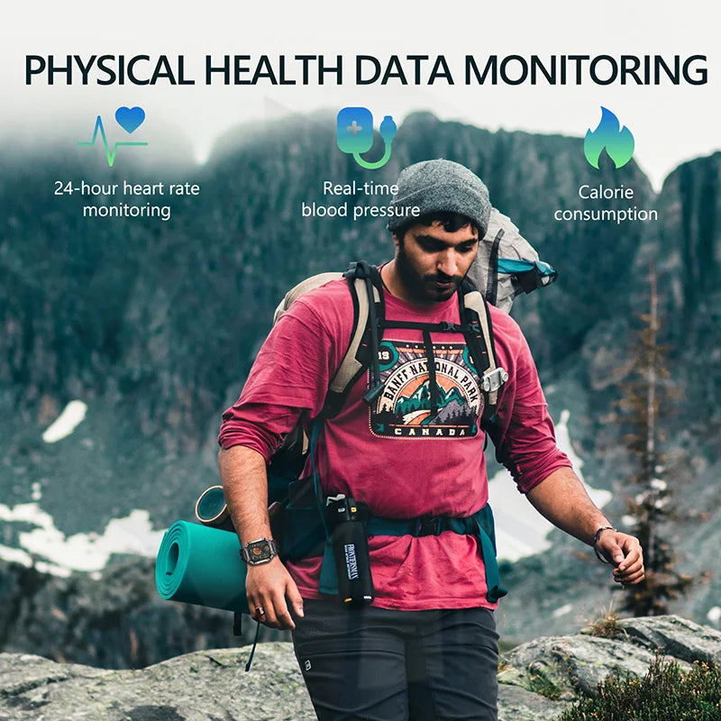 2024 New Outdoor Sports Smart Watch Waterproof IP67 Blood Pressure Oxygen Heart Rate Health Fitness Monitor Men Women Smartwatch