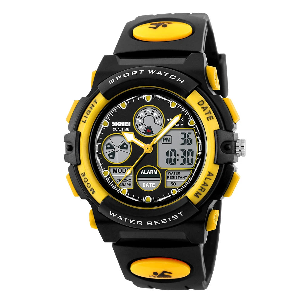 SKMEI Sports Kids Watches 5Bar Waterproof Wristwatch For Boys Girls Back Light Dual Time Display Children Watch Relogio Infantil