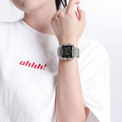 NAVIFORCE Watches for Woman Casual Waterproof Day and Date Dispay Silicone Strap Ladies Wristwatch LCD Digital Electronic Clocks