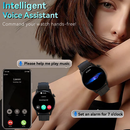Smartwatch for men and women, wireless calling, 100+ sports modes, fitness tracker, heart rate monitoring, holiday gift