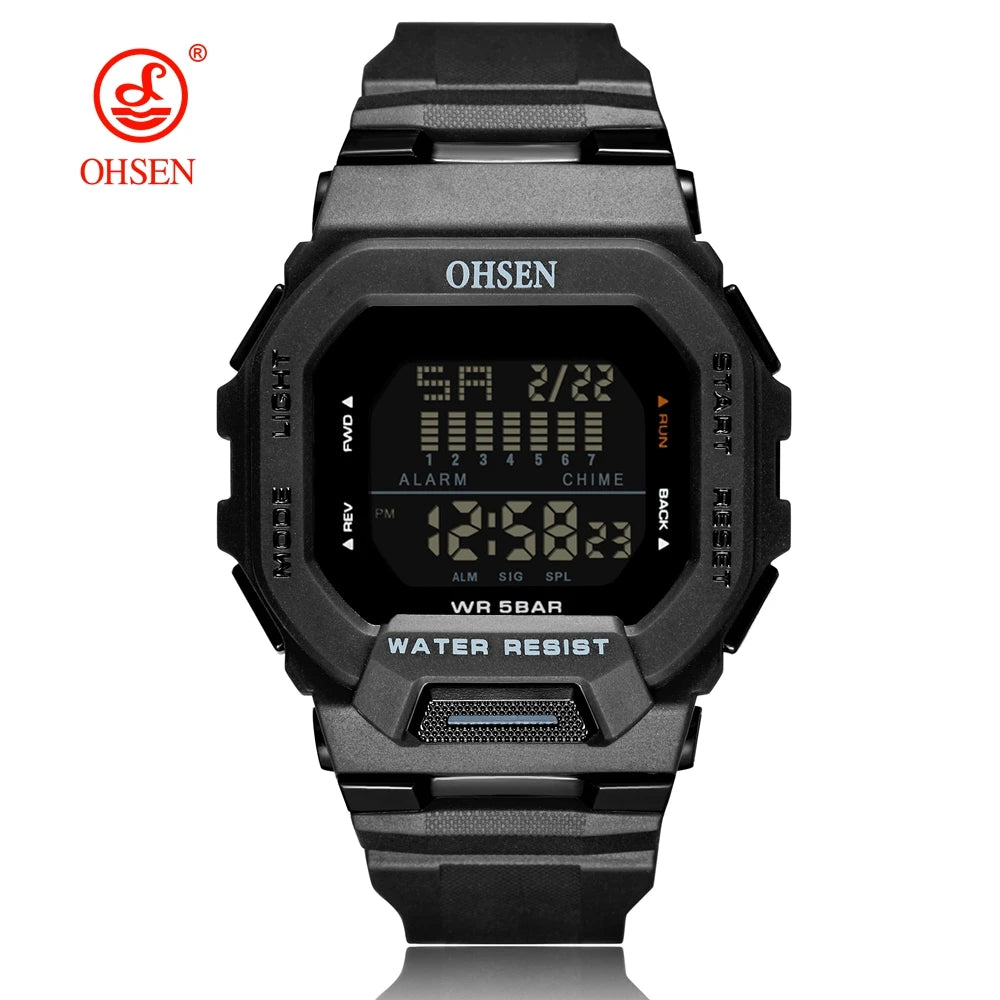 Outdoor Sport Digital Watches for Men Green Silicone Waterproof Tactical Electronic Men's Watch Big Dial Clock relogio masculino