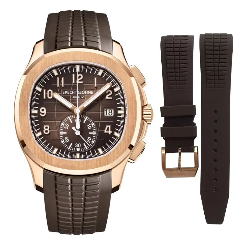 Specht&Sohne Sports Watches For Men Orange Top Brand Luxury Rubber Wrist Watch Fashion Chronograph Wristwatch Relogio Masculino