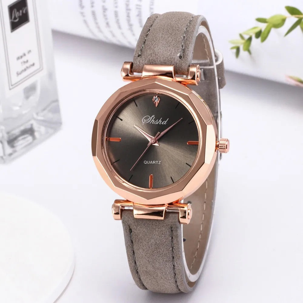 Reloj Mujer Fashion Watch For Women Leather Watches Ladies Luxury Analog Quartz Crystal Wristwatch Clock Relogio Feminino