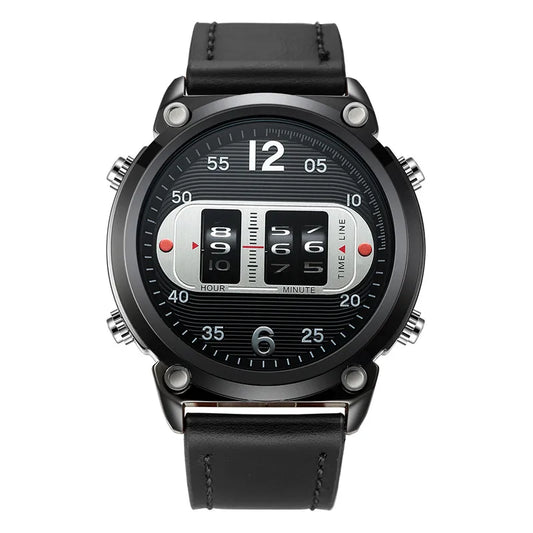 Big Brand Unique Designer Watches For Men Fashion Leather Band Simple Sports Date Quartz Watch Black Montres de Marque de Luxe