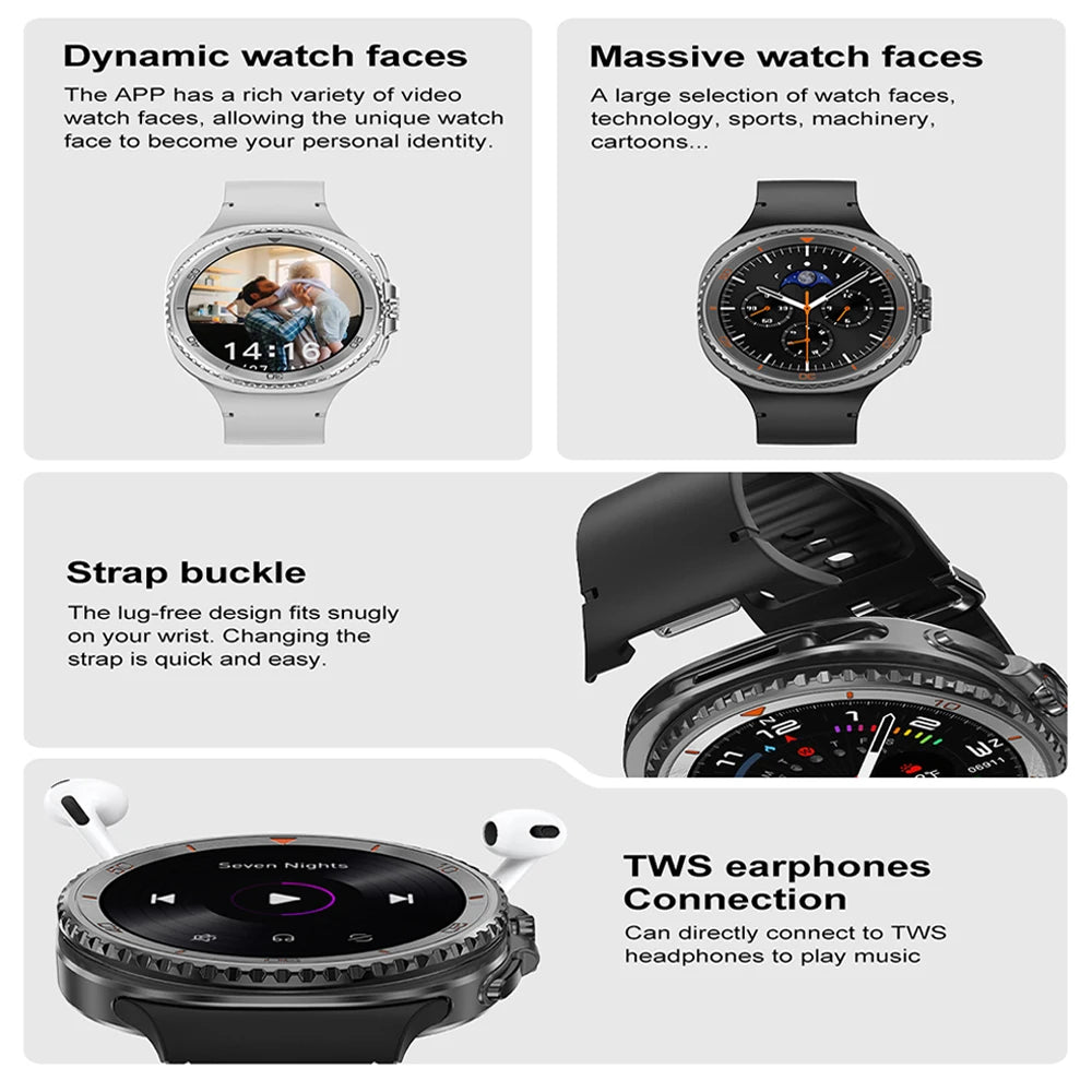 Smart Watch 8 Classic Men HD Display Screen GPS Bluetooth Call Sports Fitness Waterproof Watch SmartWatch 1.32-inch Android IOS