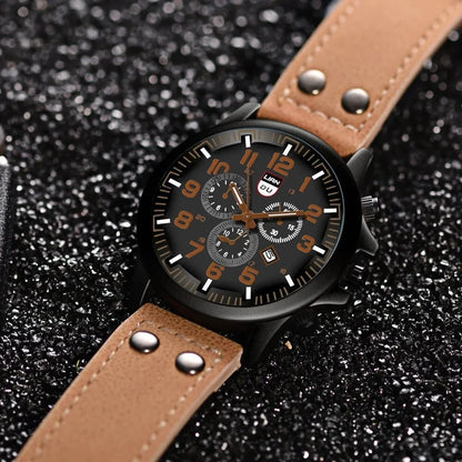 Luxury Brand Watch Men Leather Sports Watches Men's Army Military Quartz Wristwatch Male Clock Relogio Masculino Reloj Hombre
