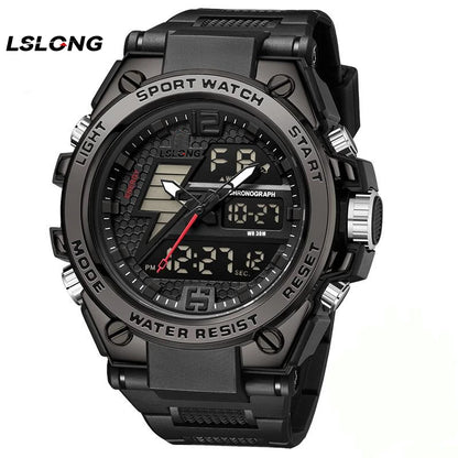 Men's Watches Sports Outdoor Waterproof Wrist Watch Tactical Date Multi Function Large Face LED Alarm Stopwatch for Men