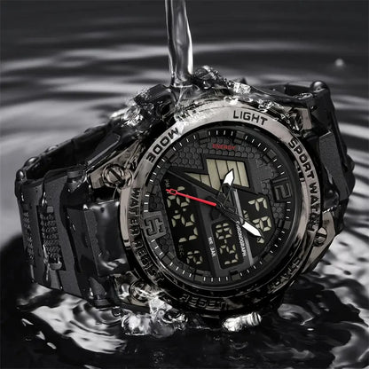 Men's Watches Sports Outdoor Waterproof Wrist Watch Tactical Date Multi Function Large Face LED Alarm Stopwatch for Men