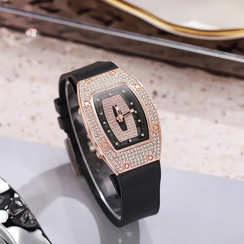 New Top Luxury Watches For Woman Famous Crystal Silicone Jelly Quartz Watch Students Gift Reloj Mujer Ladies Tonneau Wristwatch