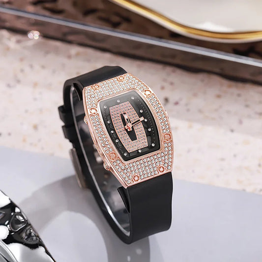 New Top Luxury Watches For Woman Famous Crystal Silicone Jelly Quartz Watch Students Gift Reloj Mujer Ladies Tonneau Wristwatch