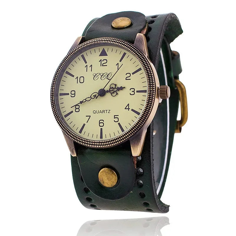 Men's Clock Cowhide Leather Bracelet Watch Retro Classic Antique Woman Quartz Wristwatch Watches Relogio Masculino Dropshipping