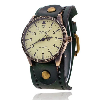 Men's Clock Cowhide Leather Bracelet Watch Retro Classic Antique Woman Quartz Wristwatch Watches Relogio Masculino Dropshipping