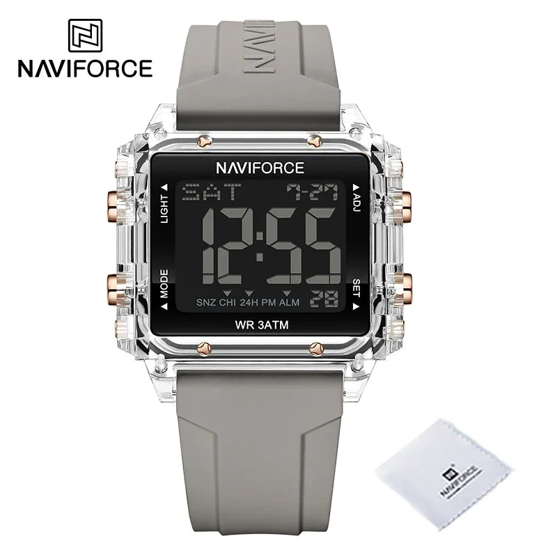 NAVIFORCE Watches for Woman Casual Waterproof Day and Date Dispay Silicone Strap Ladies Wristwatch LCD Digital Electronic Clocks