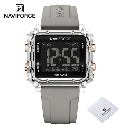 NAVIFORCE Watches for Woman Casual Waterproof Day and Date Dispay Silicone Strap Ladies Wristwatch LCD Digital Electronic Clocks