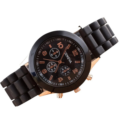 Men'S And Women'S Waterproof Watches Quartz Wristwatch  Circular Arabic Numeral Dial Silicone Strap Wristwatch Decorations Gift