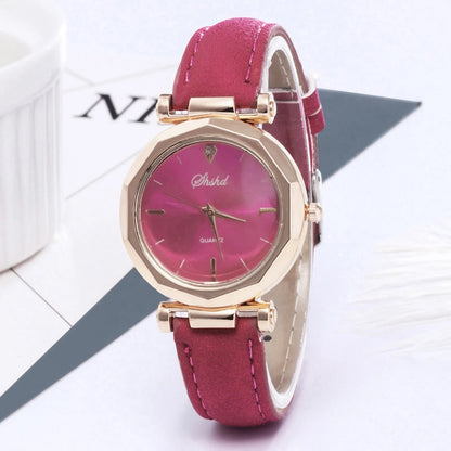 Reloj Mujer Fashion Watch For Women Leather Watches Ladies Luxury Analog Quartz Crystal Wristwatch Clock Relogio Feminino