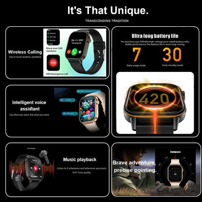 2025 New Built-in GPS Smart Watch 2.01 inch Full Touch Screen IP68 Waterproof Sports Watch 420mAh Bluetooth Talk Men Smartwatch.