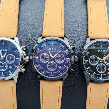 Chronograph Watches Leather Band Multiple Function