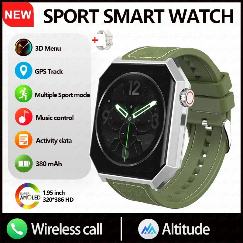 2025 New Smart Watch 1.95"HD Screen Health  Al Voice NFC Sports Mode  Altimeter  BT Call 3D Vision Deep Waterproof Smart Watch