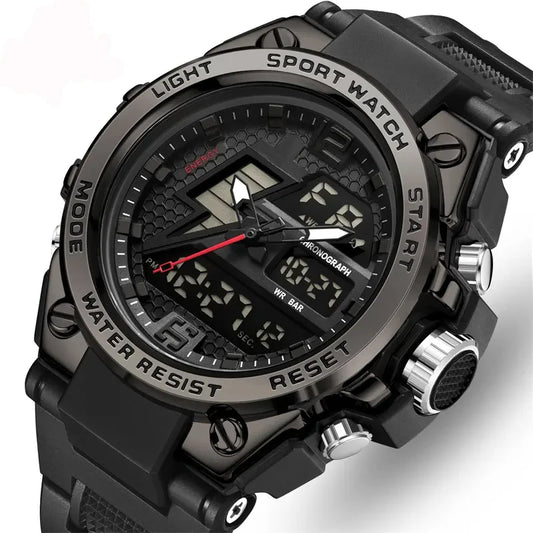 Men's Watches Sports Outdoor Waterproof Wrist Watch Tactical Date Multi Function Large Face LED Alarm Stopwatch for Men