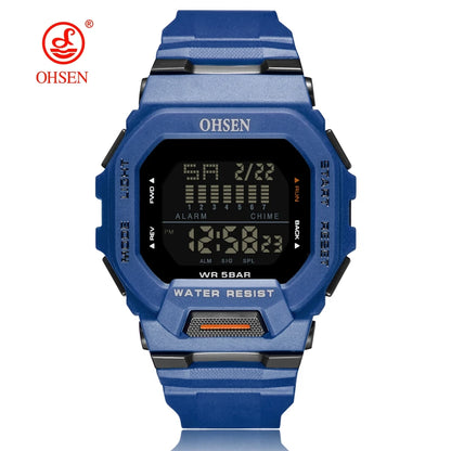 Outdoor Sport Digital Watches for Men Green Silicone Waterproof Tactical Electronic Men's Watch Big Dial Clock relogio masculino