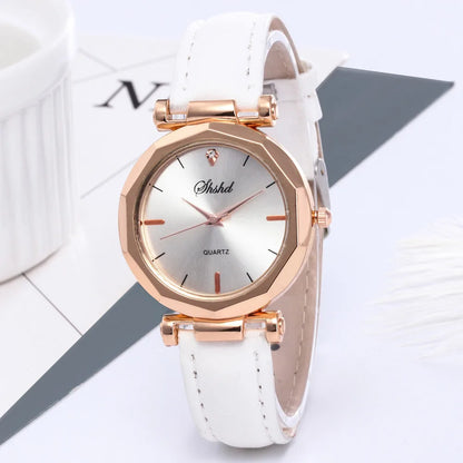 Reloj Mujer Fashion Watch For Women Leather Watches Ladies Luxury Analog Quartz Crystal Wristwatch Clock Relogio Feminino