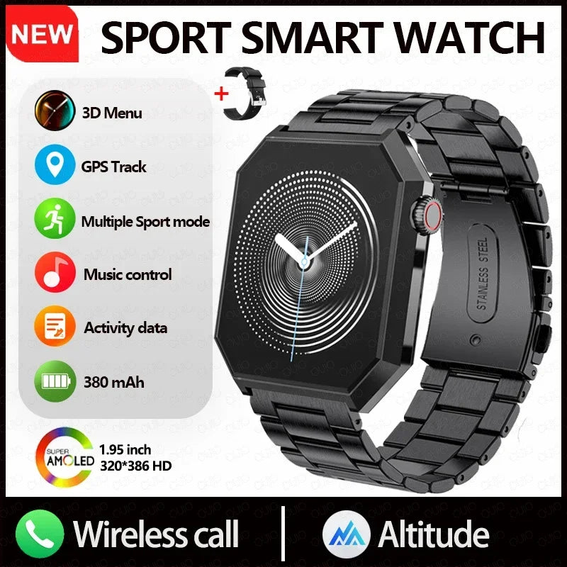 2025 New Smart Watch 1.95"HD Screen Health  Al Voice NFC Sports Mode  Altimeter  BT Call 3D Vision Deep Waterproof Smart Watch