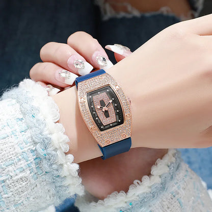 New Top Luxury Watches For Woman Famous Crystal Silicone Jelly Quartz Watch Students Gift Reloj Mujer Ladies Tonneau Wristwatch