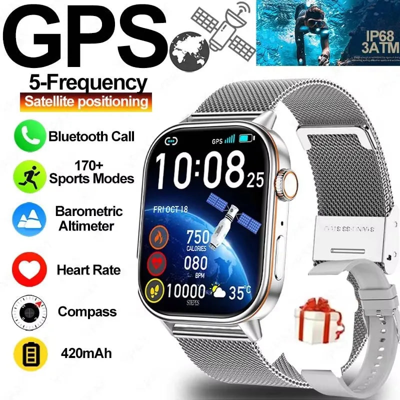 2025 New Built-in GPS Smart Watch 2.01 inch Full Touch Screen IP68 Waterproof Sports Watch 420mAh Bluetooth Talk Men Smartwatch.
