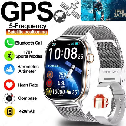 2025 New Built-in GPS Smart Watch 2.01 inch Full Touch Screen IP68 Waterproof Sports Watch 420mAh Bluetooth Talk Men Smartwatch.