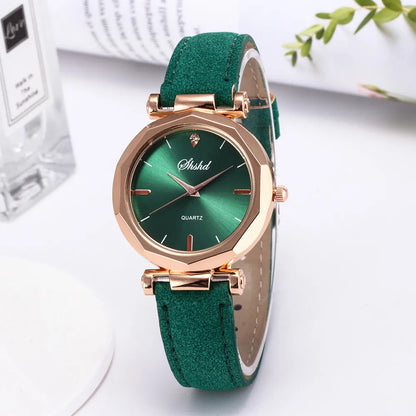 Reloj Mujer Fashion Watch For Women Leather Watches Ladies Luxury Analog Quartz Crystal Wristwatch Clock Relogio Feminino