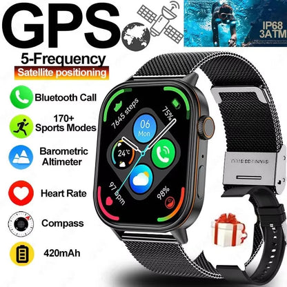 2025 New Built-in GPS Smart Watch 2.01 inch Full Touch Screen IP68 Waterproof Sports Watch 420mAh Bluetooth Talk Men Smartwatch.