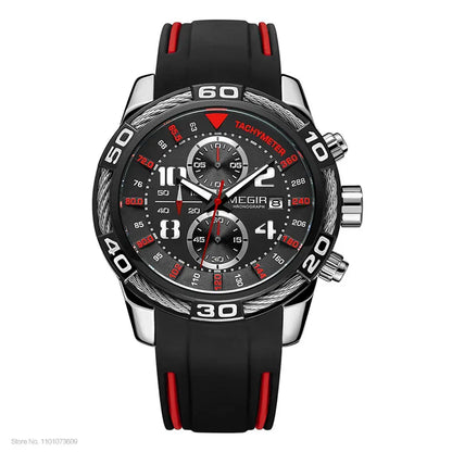 Megir Sports Watch Men Top Brand Luxury Chronograph Quartz Wrist Watches Silicone Bracelet Military Relogio Masculino Clock 2045