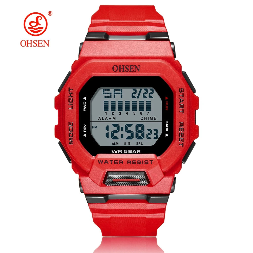 Outdoor Sport Digital Watches for Men Green Silicone Waterproof Tactical Electronic Men's Watch Big Dial Clock relogio masculino