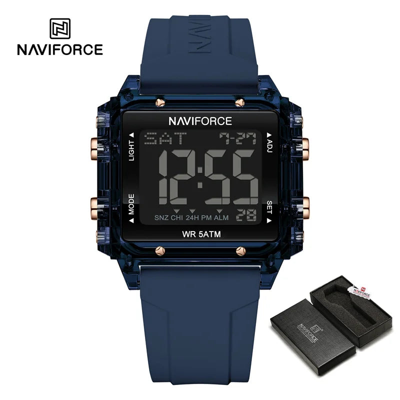 NAVIFORCE Watches for Woman Casual Waterproof Day and Date Dispay Silicone Strap Ladies Wristwatch LCD Digital Electronic Clocks
