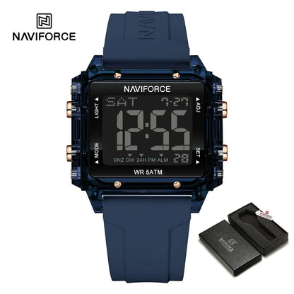 NAVIFORCE Watches for Woman Casual Waterproof Day and Date Dispay Silicone Strap Ladies Wristwatch LCD Digital Electronic Clocks