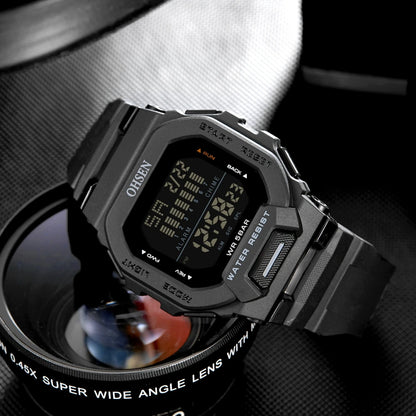 Outdoor Sport Digital Watches for Men Green Silicone Waterproof Tactical Electronic Men's Watch Big Dial Clock relogio masculino